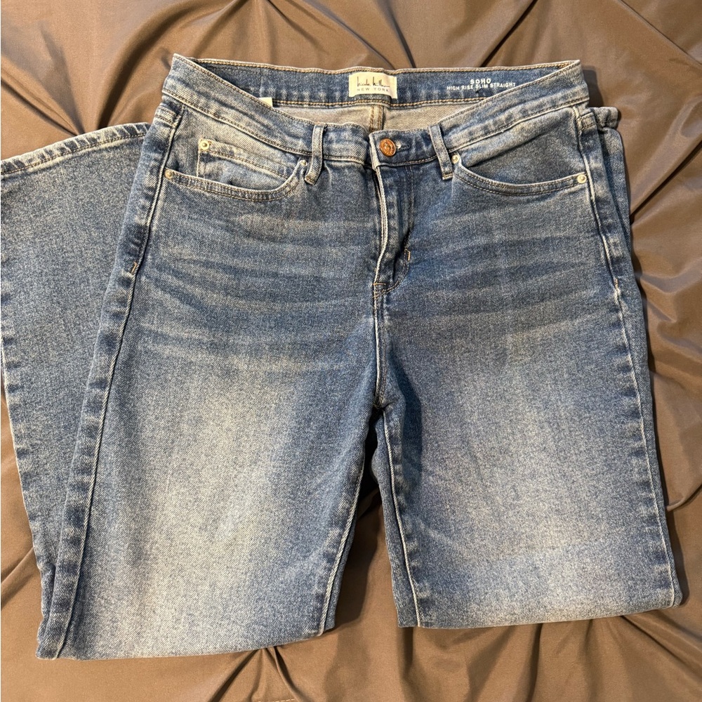 Nicole Miller Soho Classic Blue Straight Leg Jeans - Picture 2 of 4